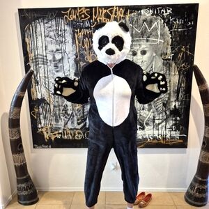Panda costume Halloween men's XXL mouth opens
